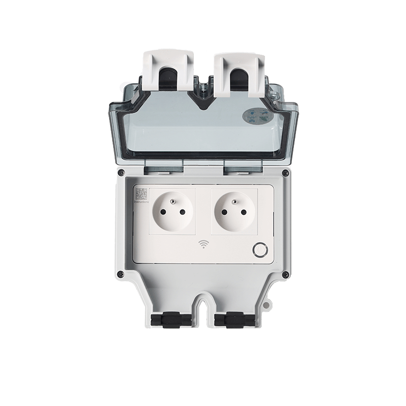 Type 86 WIFI smart waterproof socket two-position French style